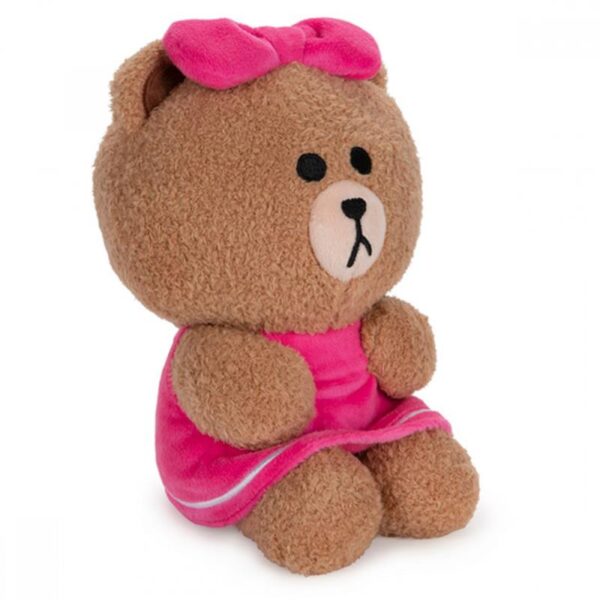 Line Friends - Pluszowa maskotka siedzący Miś Choco 17 cm w różowej sukience
