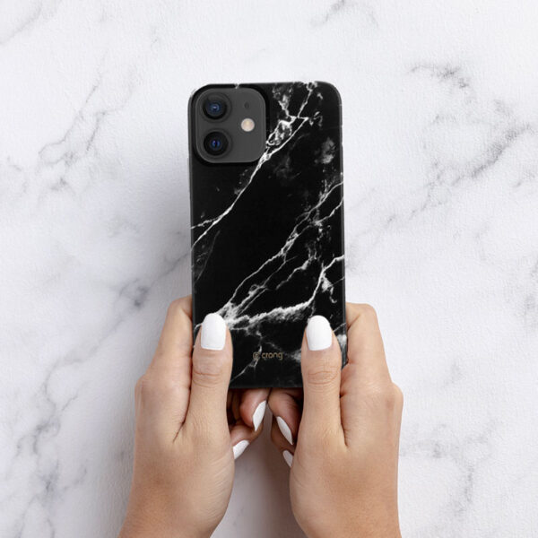 Crong Marble Case - Etui iPhone 12 / iPhone 12 Pro (czarny)