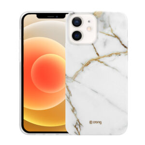 Crong Marble Case - Etui iPhone 12 / iPhone 12 Pro (biały)