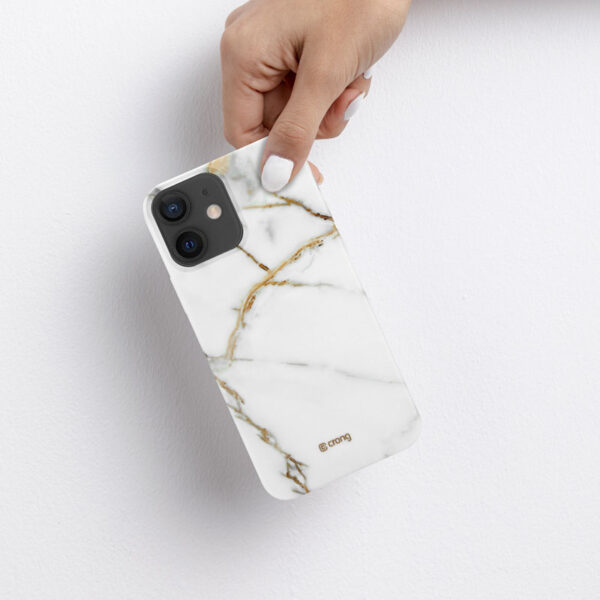 Crong Marble Case - Etui iPhone 12 / iPhone 12 Pro (biały)