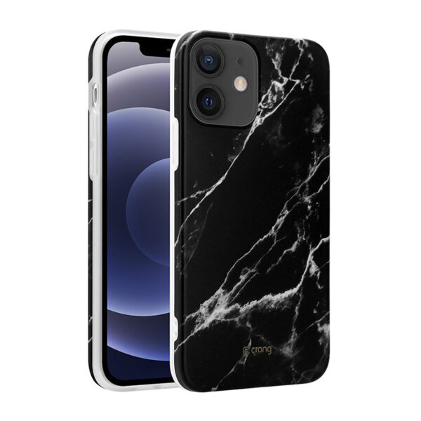 Crong Marble Case - Etui iPhone 12 / iPhone 12 Pro (czarny)