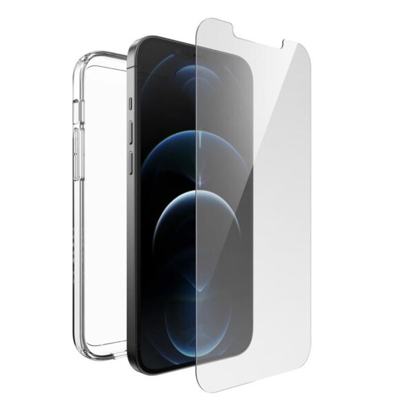 Speck Gemshell + Glass Bundle – Zestaw etui z ochroną MICROBAN + szkło ochronne na ekran iPhone 12 Pro Max