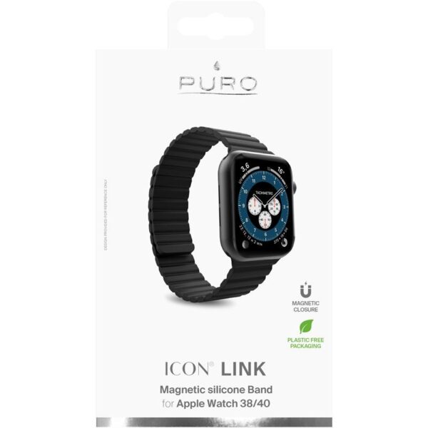 PURO ICON LINK - Magnetyczny pasek do Apple Watch 38 / 40 mm (S/M) (czarny)