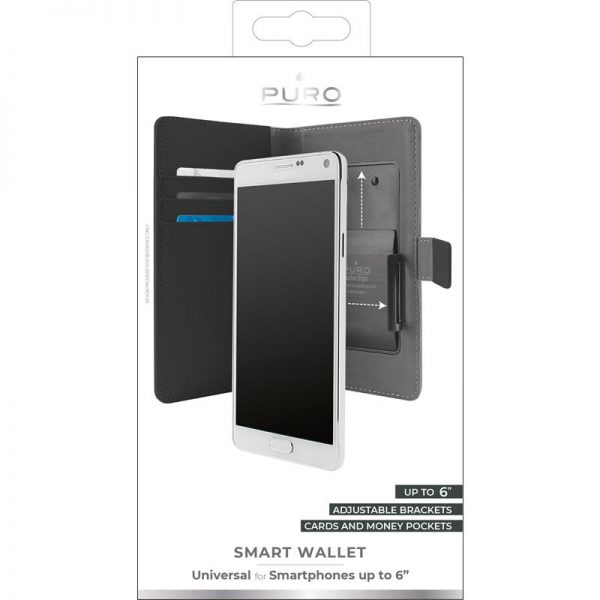 PURO Smart Wallet - Uniwersalne etui z uchwytem do robienia zdjęć z kieszonkami na karty i pieniądze