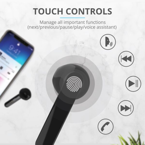 Trust Primo Touch - Słuchawki bezprzewodowe Bluetooth (Czarny)