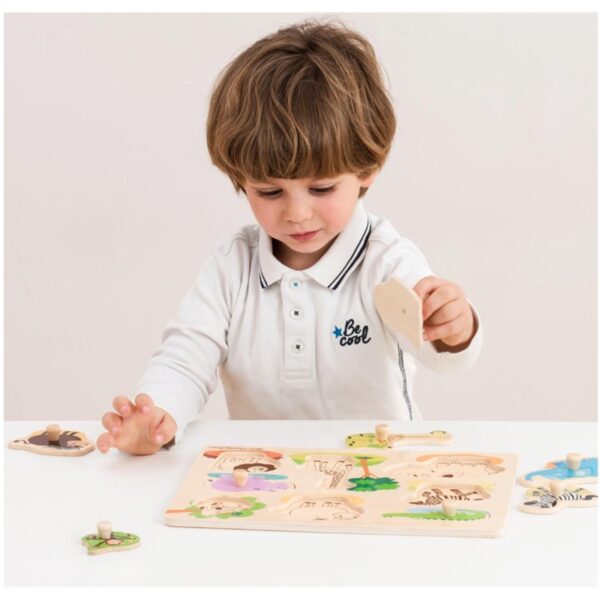 New Classic Toys - Drewniane Puzzle Safari (8 elementów)