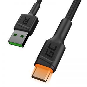 Green Cell Ray - Kabel Przewód USB - microUSB 120cm z żółtym podświetleniem LED