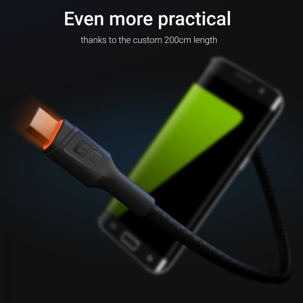 Green Cell Ray - Kabel Przewód USB - Micro USB 200cm z pomarańczowym podświetleniem LED