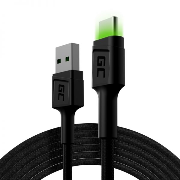 Green Cell Ray - Kabel Przewód USB - USB-C 200cm z zielonym podświetleniem LED