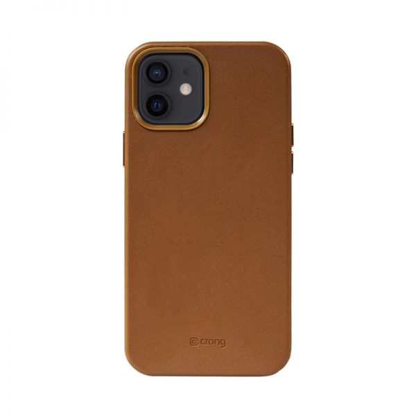 Crong Essential Cover - Etui ze skóry ekologicznej iPhone 12 / iPhone 12 Pro (brązowy)