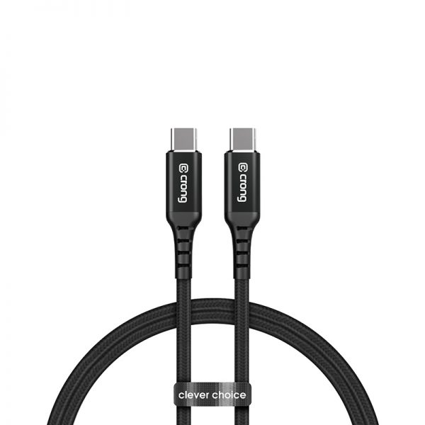 Crong Armor Link – Kabel 60W z USB-C na USB-C w oplocie 150cm (czarny)