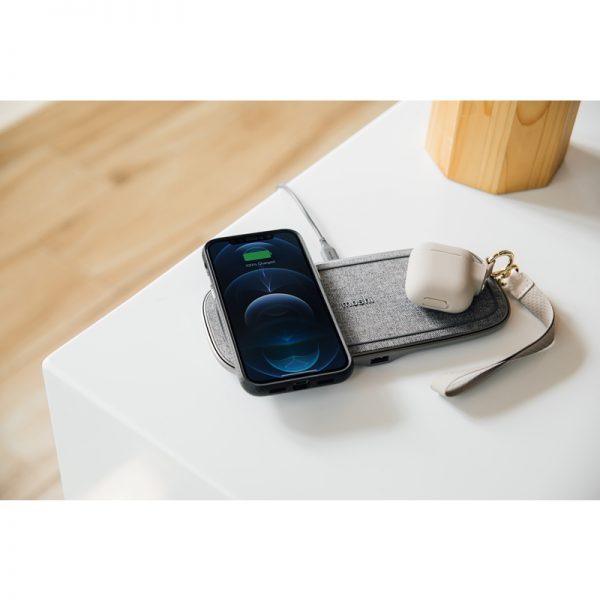 Moshi Sette Q - Podwójna bezprzewodowa ładowarka indukcyjna Qi do iPhone i Android (Nordic Grey)