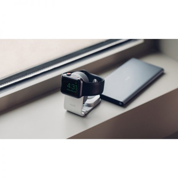 Moshi Flekto - Składana ładowarka MFi do Apple Watch z kablem USB (srebrny)