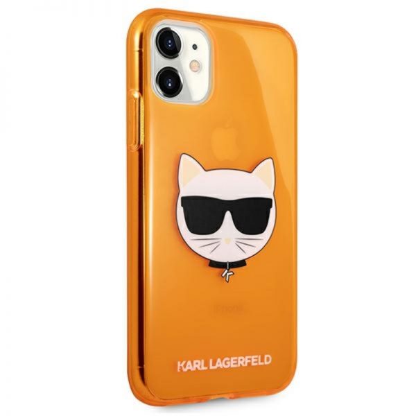Karl Lagerfeld Choupette Head - Etui iPhone 11 (Fluo Orange)