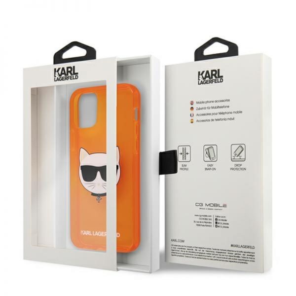Karl Lagerfeld Choupette Head - Etui iPhone 12 / iPhone 12 Pro (Fluo Orange)