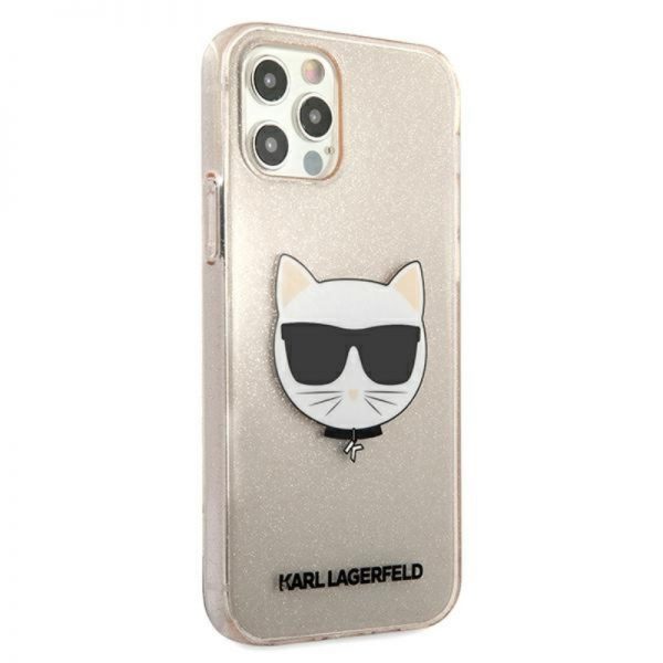 Karl Lagerfeld Choupette Head Glitter - Etui iPhone 12 / iPhone 12 Pro (Gold)
