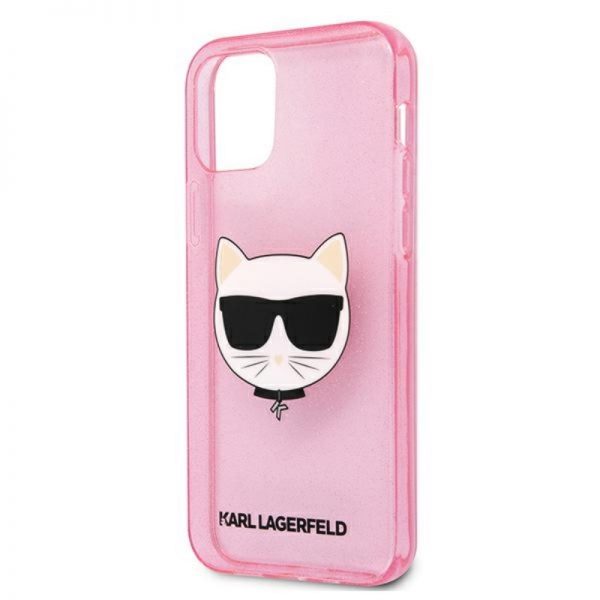 Karl Lagerfeld Choupette Head Glitter - Etui iPhone 12 / iPhone 12 Pro (Pink)