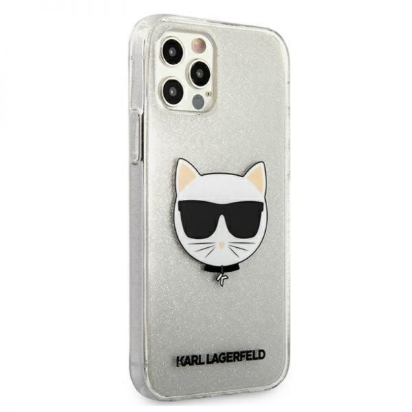 Karl Lagerfeld Choupette Head Glitter - Etui iPhone 12 / iPhone 12 Pro (Silver)