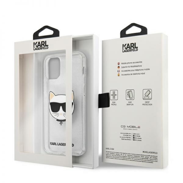 Karl Lagerfeld Choupette Head Glitter - Etui iPhone 12 / iPhone 12 Pro (Silver)