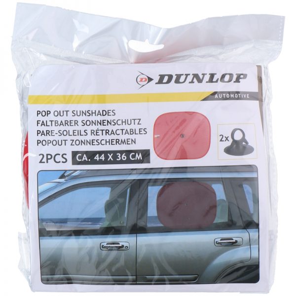 Dunlop - Roleta / osłona przeciwsłoneczna do samochodu 2szt (Czerwony)