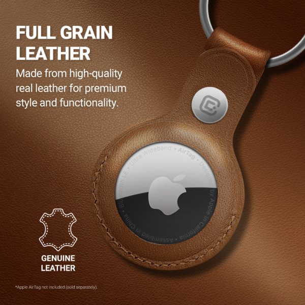 Crong Leather Case with Key Ring – Skórzany brelok do Apple AirTag (brązowy)