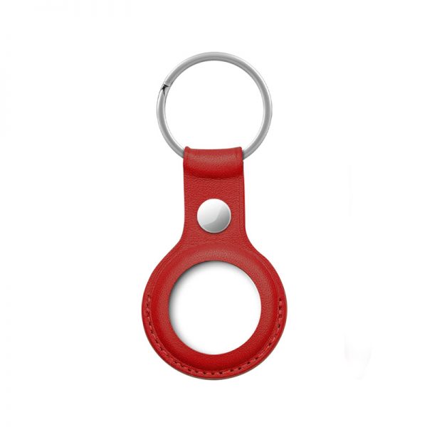 Crong Leather Case with Key Ring – Skórzany brelok do Apple AirTag (czerwony)