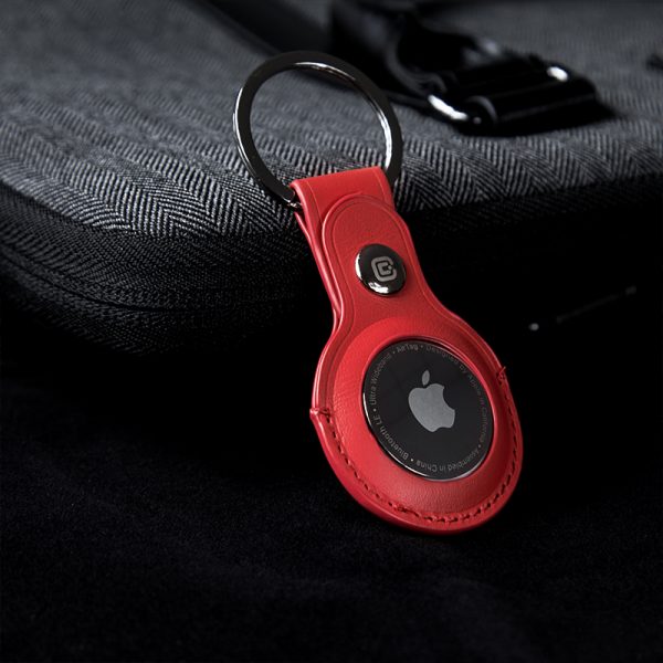 Crong Leather Case with Key Ring – Skórzany brelok do Apple AirTag (czerwony)