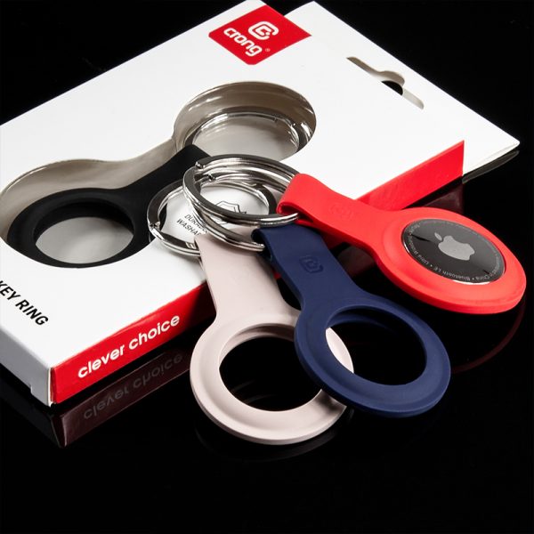 Crong Silicone Case with Key Ring – Brelok do Apple AirTag (piaskowy róż)