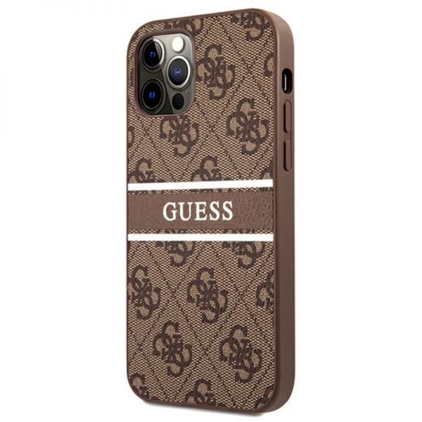 Guess 4G Stripe Collection - Etui iPhone 12 / iPhone 12 Pro (brązowy)