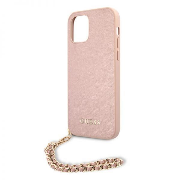 Guess Saffiano Chain - Etui iPhone 12 / iPhone 12 Pro (różowy)