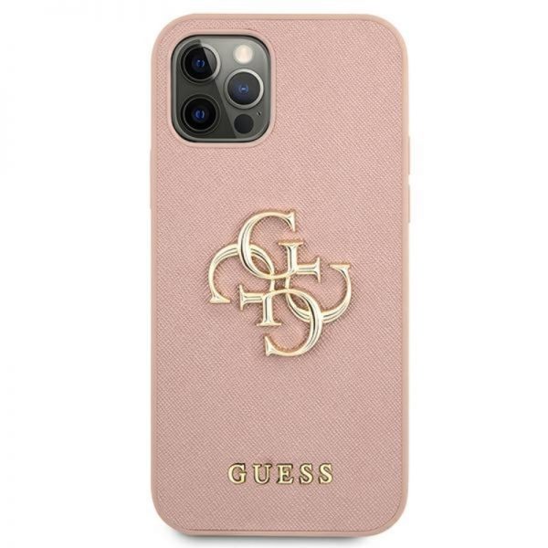 Guess Saffiano 4G Big Metal Logo - Etui iPhone 12 Pro Max (różowy)