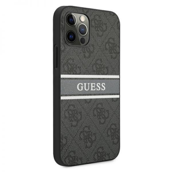 Guess 4G Stripe Collection - Etui iPhone 12 / iPhone 12 Pro (szary)