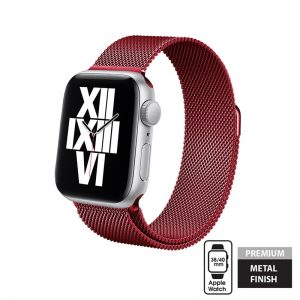 Crong Milano Steel – Pasek ze stali nierdzewnej do Apple Watch 38/40 mm (czerwony)