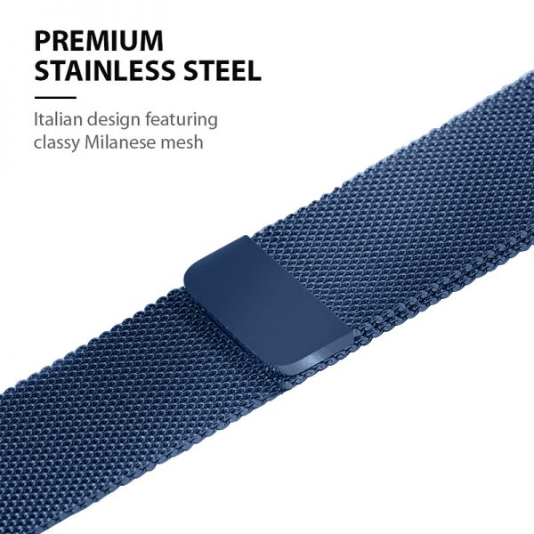 Crong Milano Steel – Pasek ze stali nierdzewnej do Apple Watch 42/44 mm (granatowy)