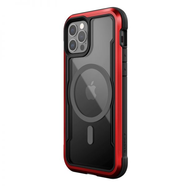 Raptic Shield Pro Magnet – Etui aluminiowe iPhone 12/12 Pro MagSafe (DROP TEST 4M) (czerwony)