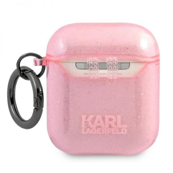 Karl Lagerfeld Choupette Head Glitter - Etui Airpods (różowy)