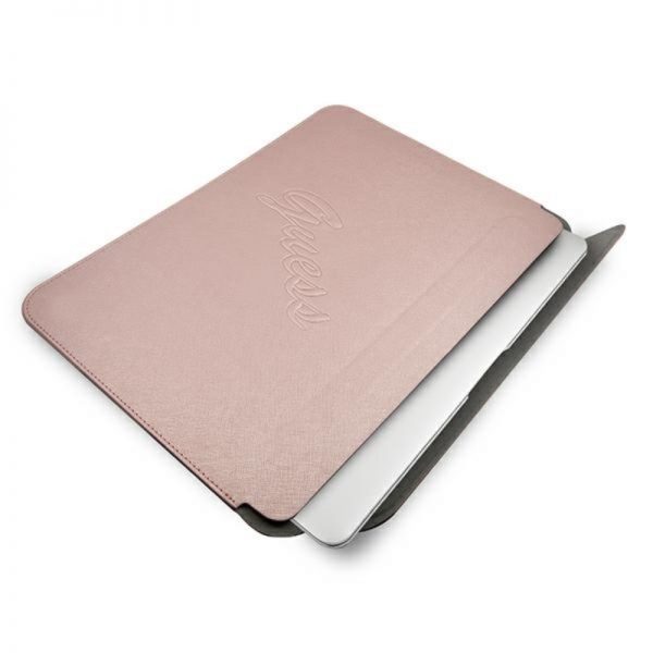 Guess Saffiano Script Computer Sleeve - Etui na notebooka 13" (różowy)