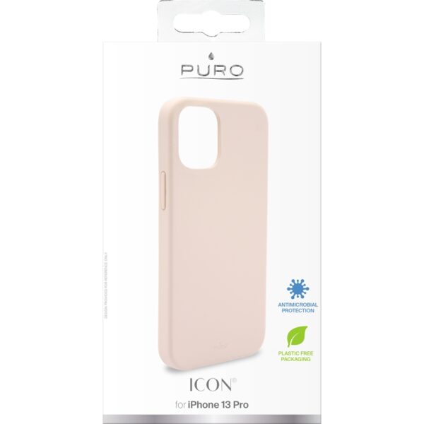 PURO ICON Anti-Microbial Cover - Etui iPhone 13 Pro z ochroną antybakteryjną (Piaskowy róż)