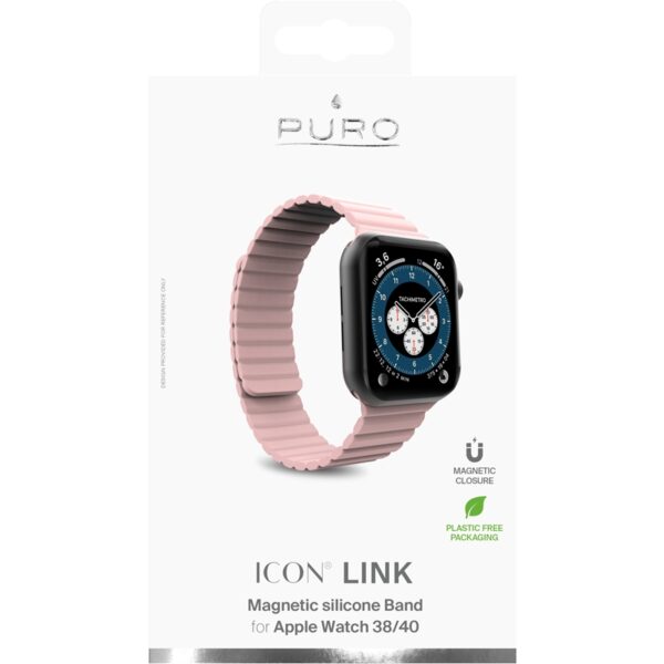 PURO ICON LINK - Magnetyczny pasek do Apple Watch 38/40/41 mm (S/M) (różowy)