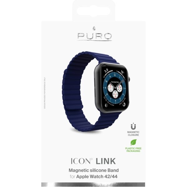 PURO ICON LINK - Magnetyczny pasek do Apple Watch 42/44/45 mm (M/L) (granatowy)
