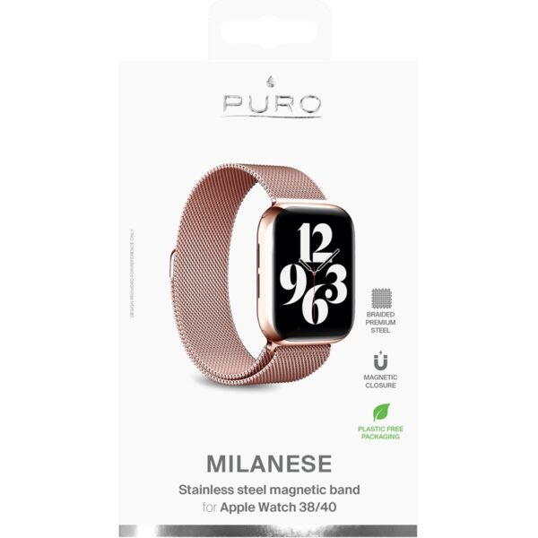 Puro Milanese Magnetic Band - Pasek ze stali nierdzewnej do Apple Watch 38/40/41 mm (różowe złoto)