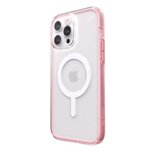Speck Presidio Perfect-Clear with Impact Geometry + MagSafe - Etui iPhone 13 Pro Max z powłoką MICROBAN (Clear/Rosy Pink)