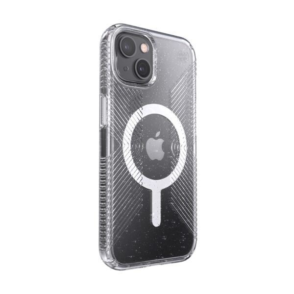 Speck Presidio Perfect-Clear with Glitter + Grips + MagSafe - Etui iPhone 13 z powłoką MICROBAN (Clear/Platinum Glitter)