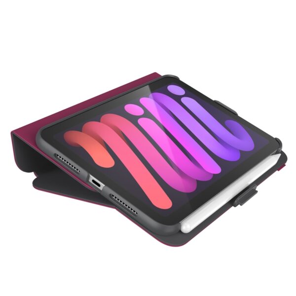 Speck Balance Folio - Etui iPad mini 6 (2021) z powłoką MICROBAN (Very Berry Red Slate Grey)