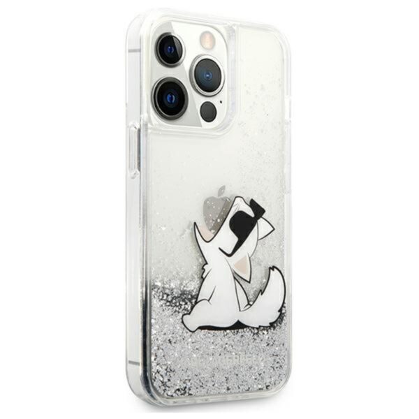Karl Lagerfeld Liquid Glitter Choupette Fun - Etui iPhone 13 Pro (srebrny)