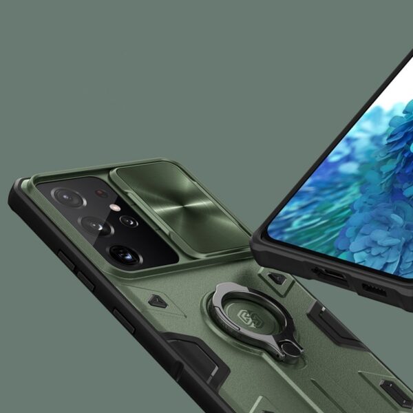 Nillkin CamShield Armor - Etui Samsung Galaxy S21 Ultra z osłoną aparatu (Dark Green)