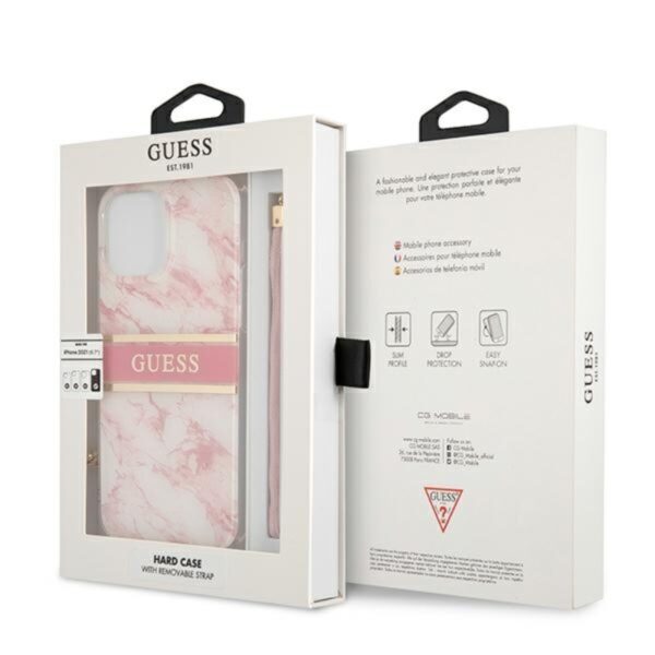Guess Marble Strap - Etui iPhone 13 Pro (różowy)