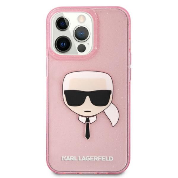 Karl Lagerfeld Karl’s Head Glitter - Etui iPhone 13 Pro (różowy)