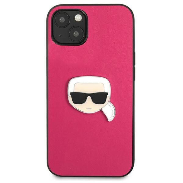 Karl Lagerfeld PU Leather Karl's Head Metal - Etui iPhone 13 (różowy)