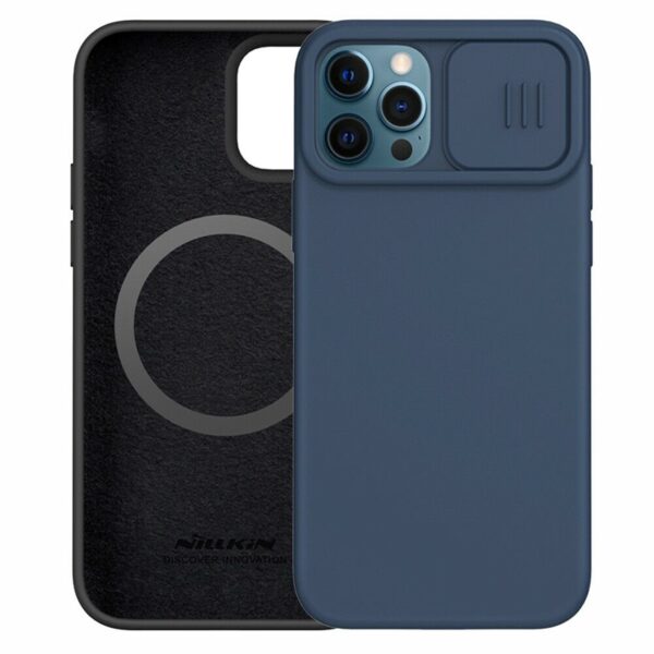 Nillkin CamShield Silky Magnetic - Etui Apple iPhone 12 / 12 Pro z osłoną aparatu (Blue)
